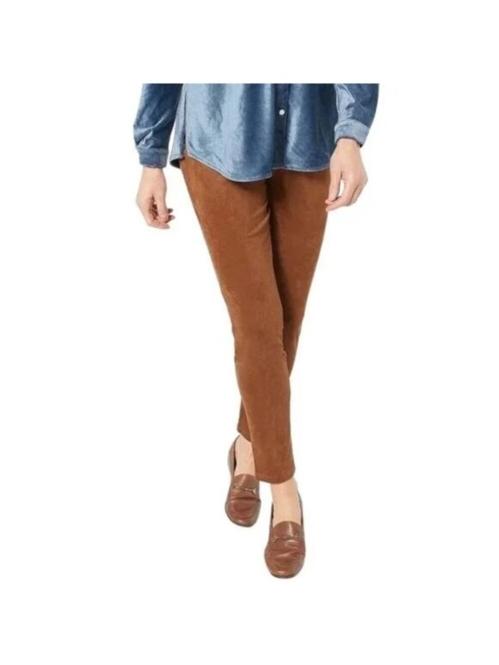 GRAVER Susan Graver Leggings Size XXS Regular Faux Suede Dark Caramel Brown NEW